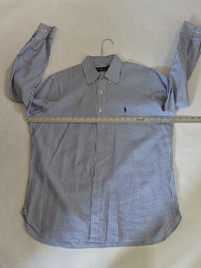 Ralph Lauren Men’s Blue and White Striped Oxford Shirt